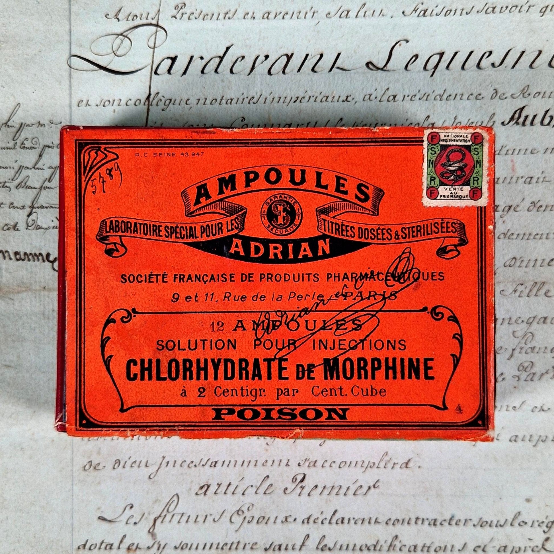 ancienne boite ampoules chlorhydrate morphine