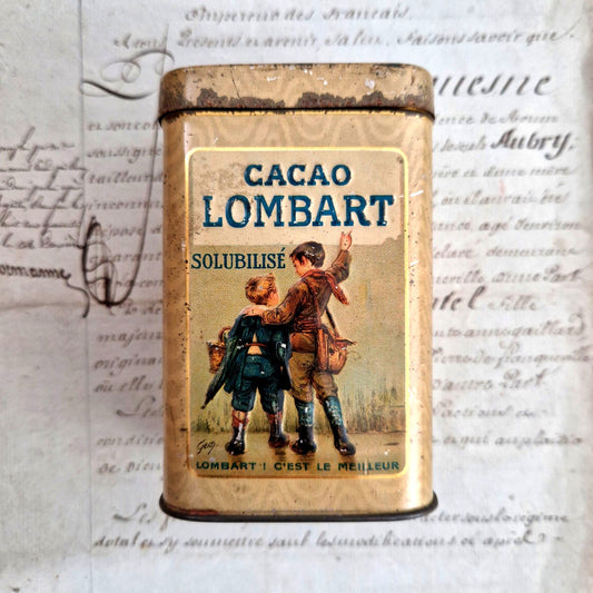 ancienne boite fer cacao lombart