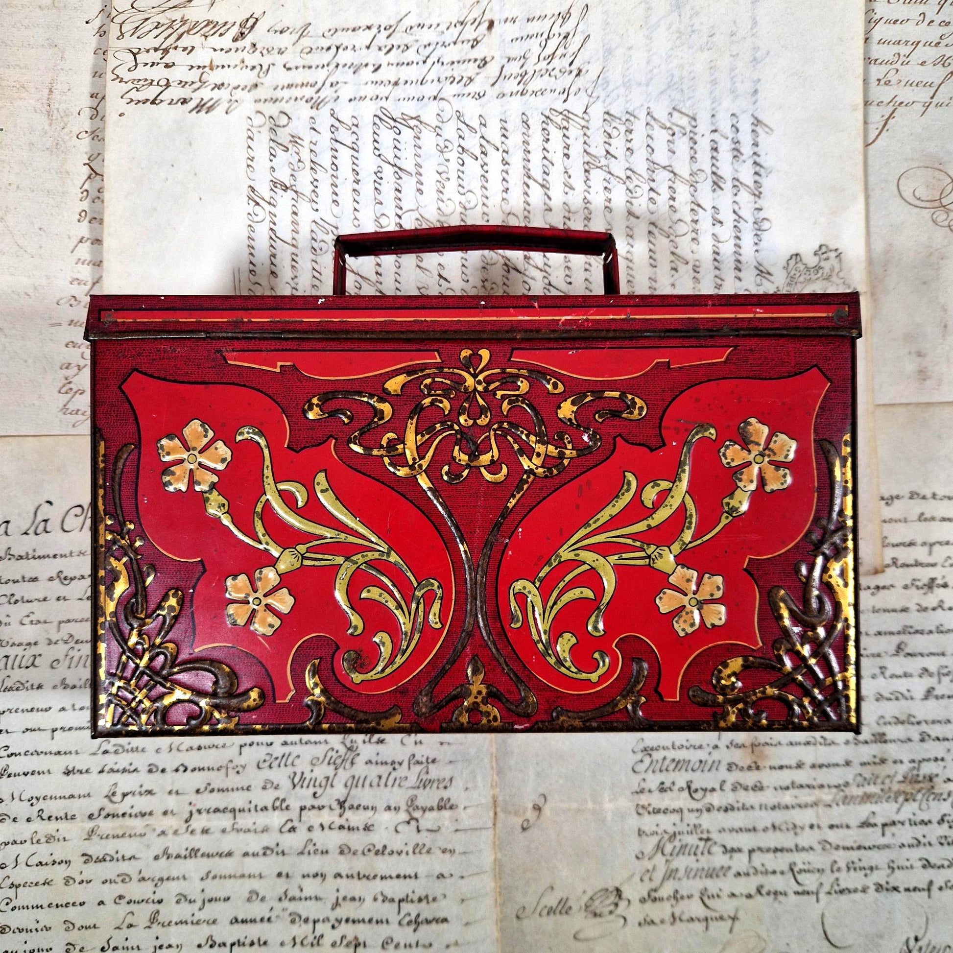 ancienne boite metal olibet biscuit art nouveau