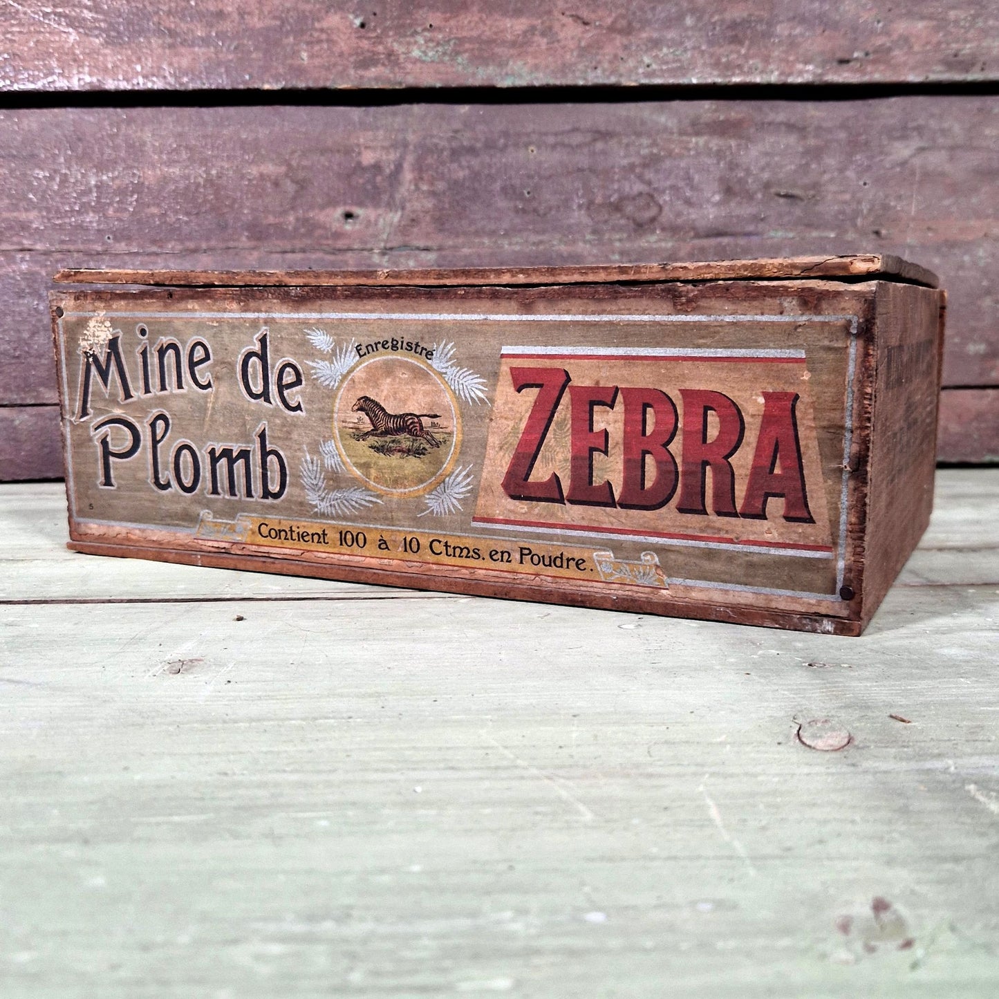 ancienne boite mine plomb zebra xixeme