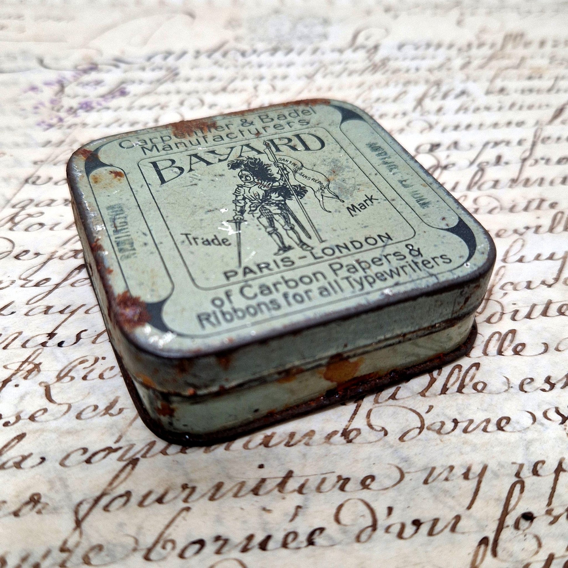 ancienne boite tole litho bayard ruban