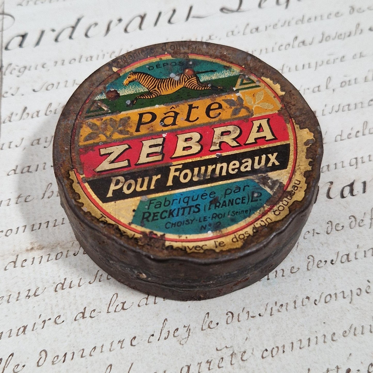 Boîte ancienne « Pâte Zébra – Pour Fourneaux »