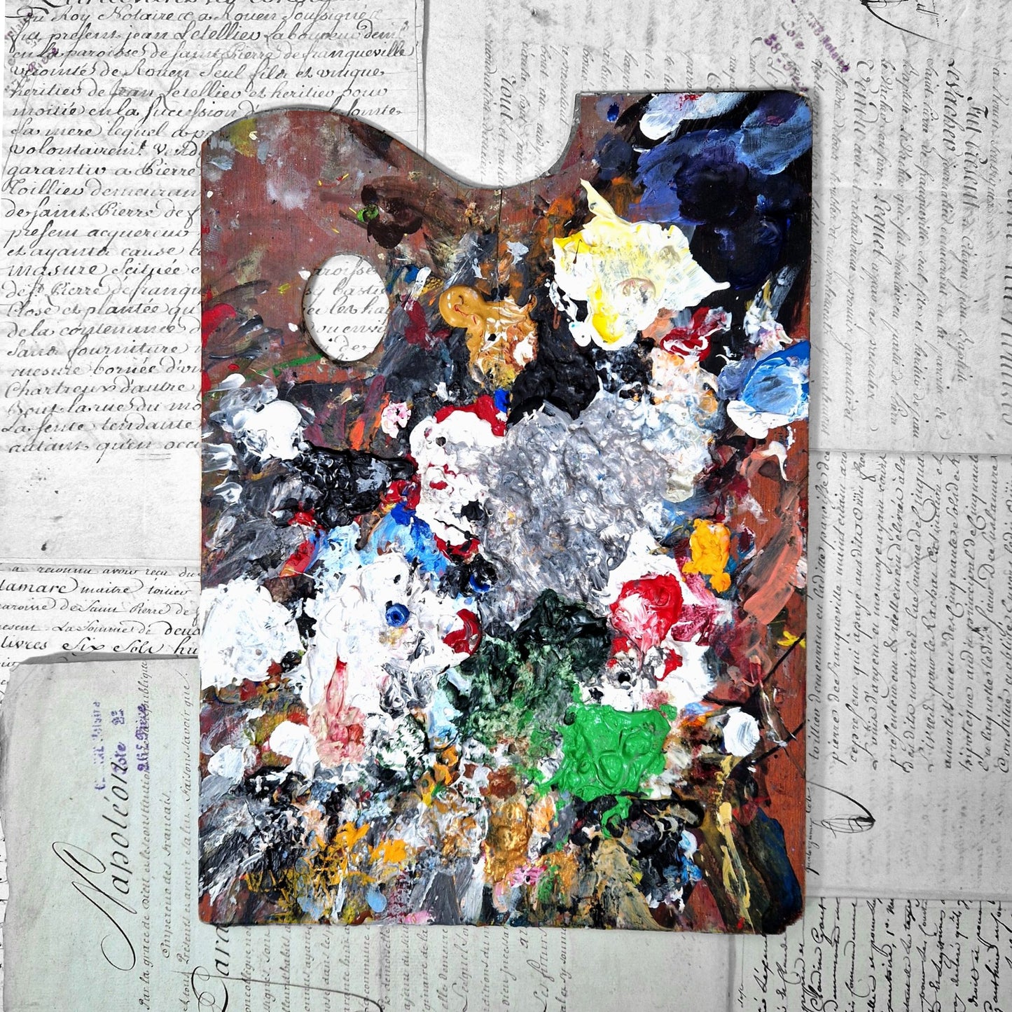 ancienne palette artiste peinture bois