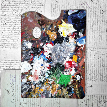 ancienne palette artiste peinture bois