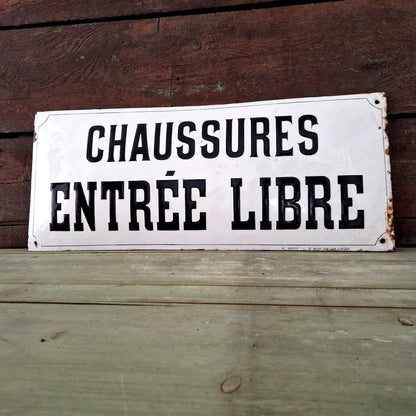 ancienne plaque chaussures emaillee bost