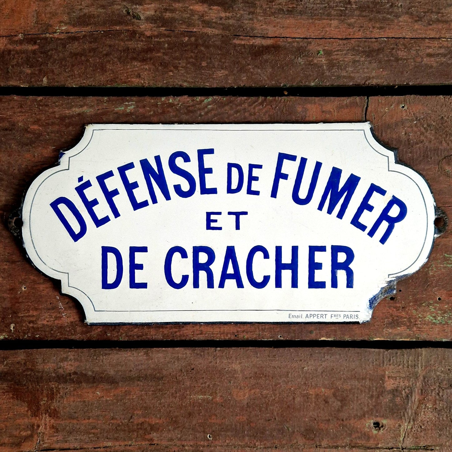 ancienne plaque emaillee defense de fumer et de cracher