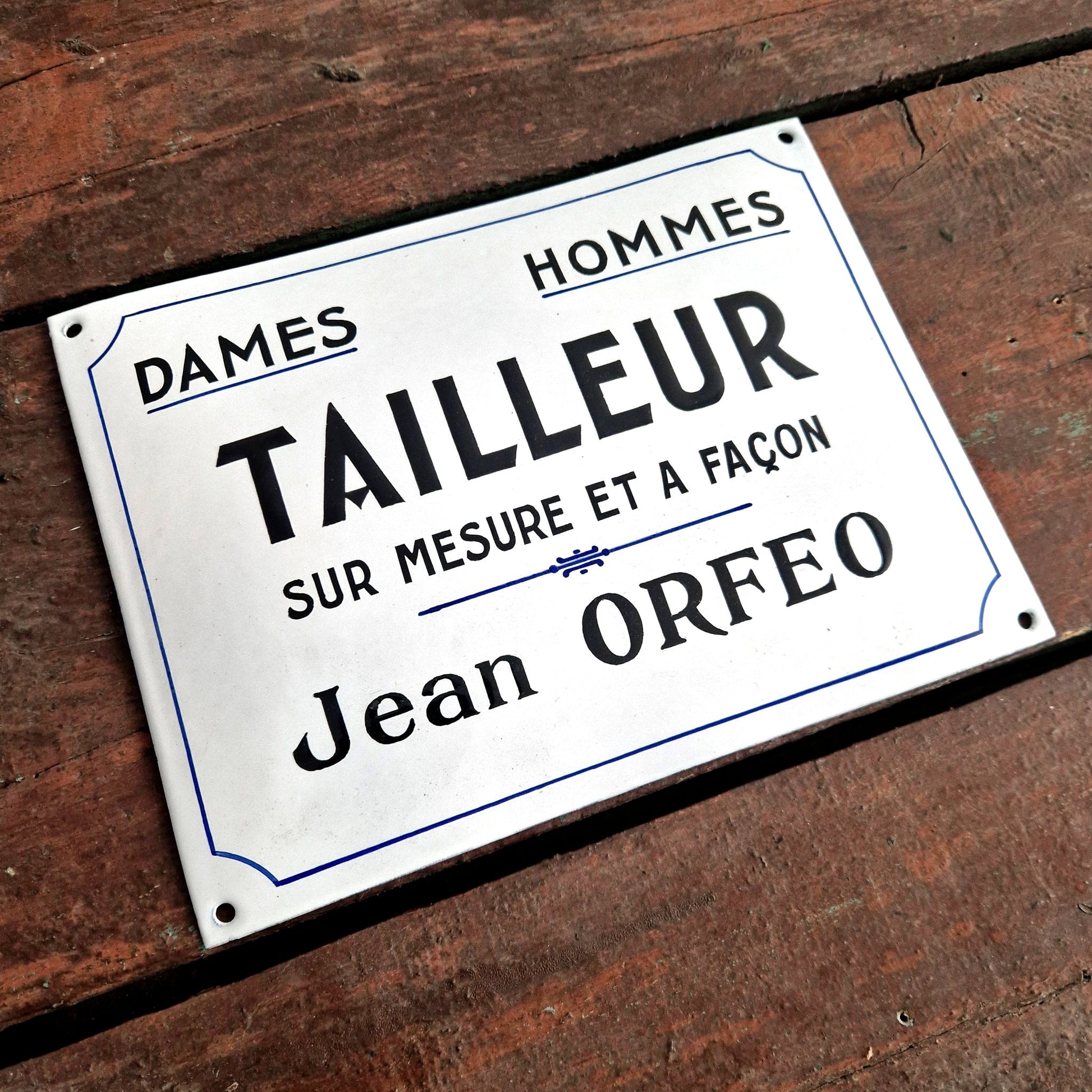 ancienne plaque émaillée tailleur