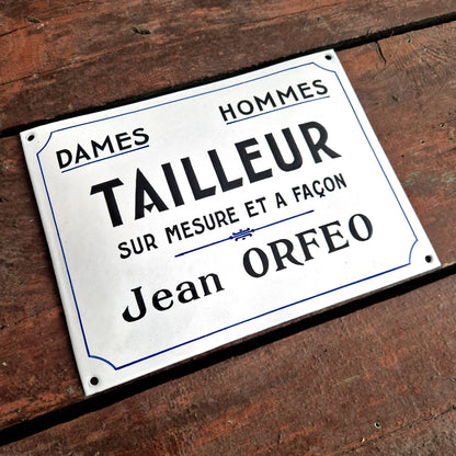 ancienne plaque émaillée tailleur
