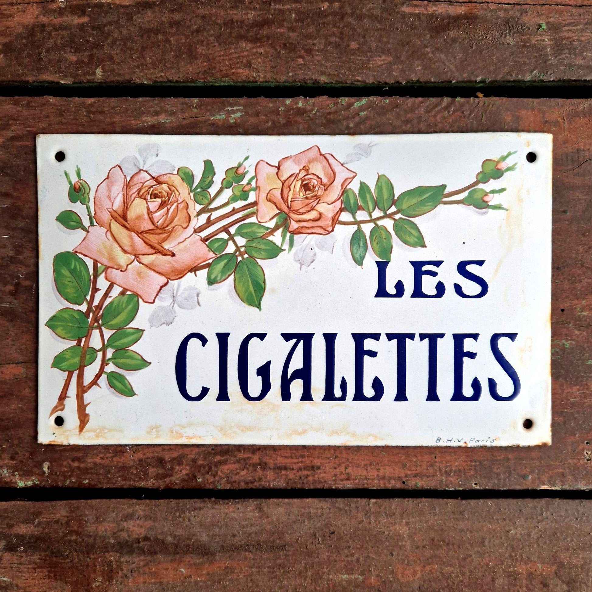 ancienne plaque émaillée villa les cigalettes