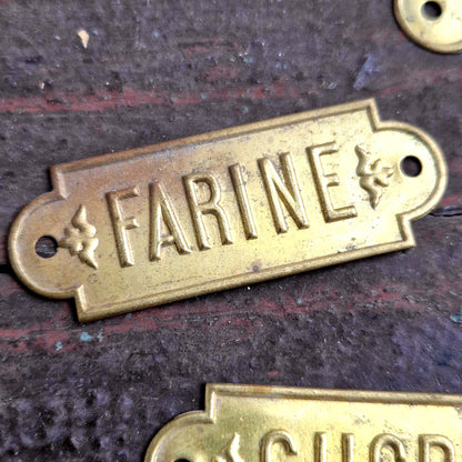 ancienne plaque laiton farine