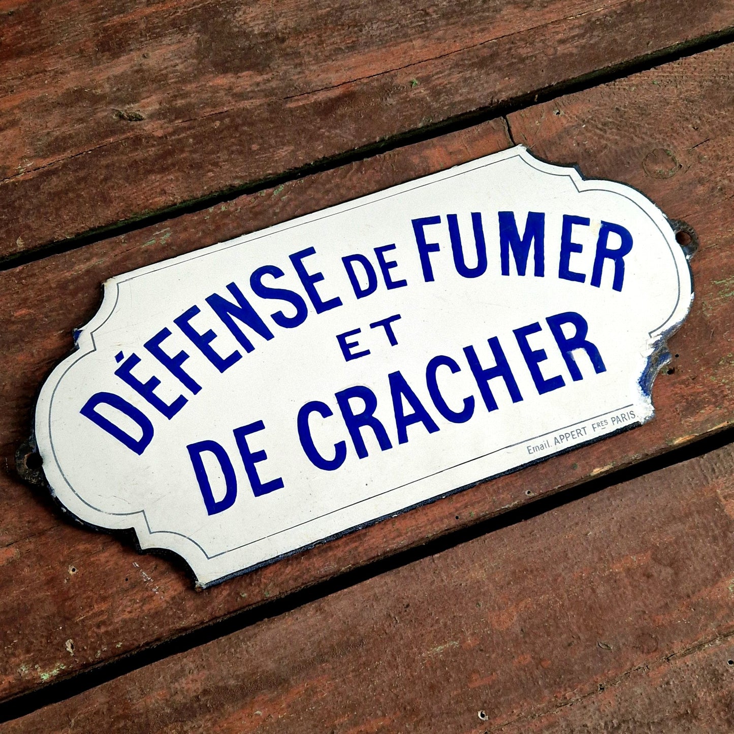 ancienne plaque d'utilité défense de fumer et de cracher