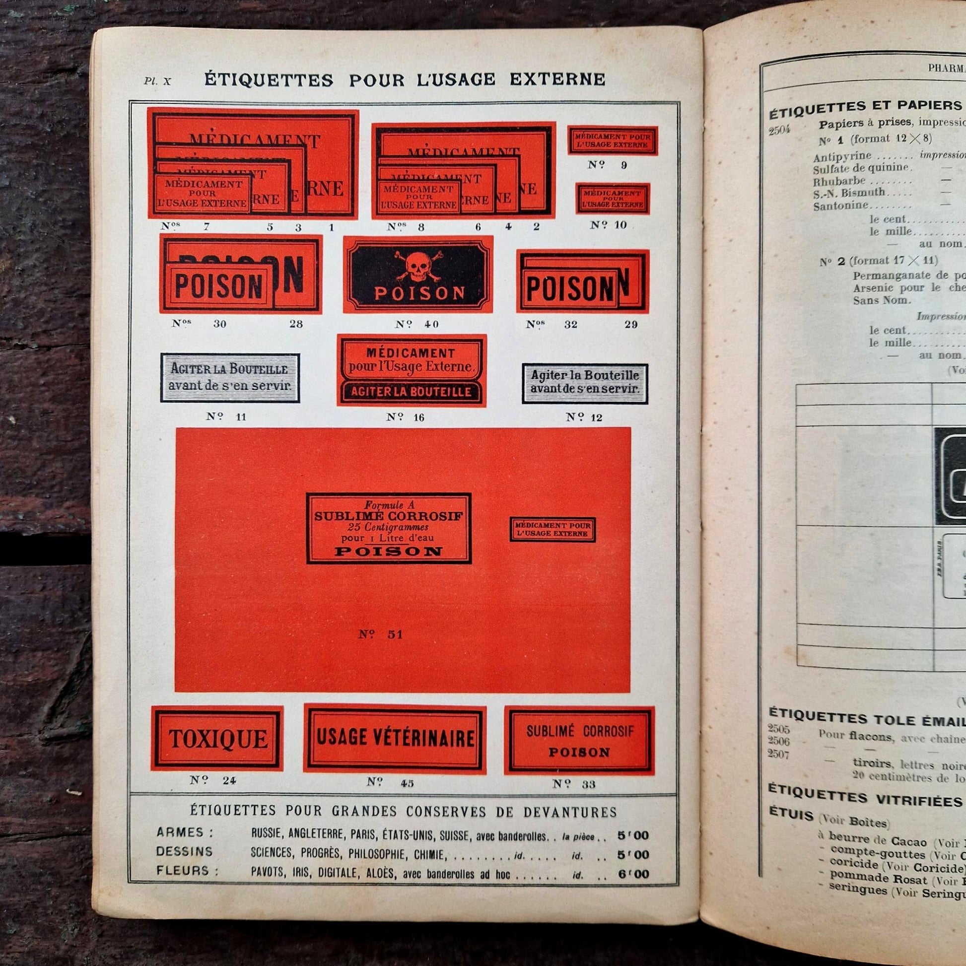 anciennes étiquettes poison pharmacopée