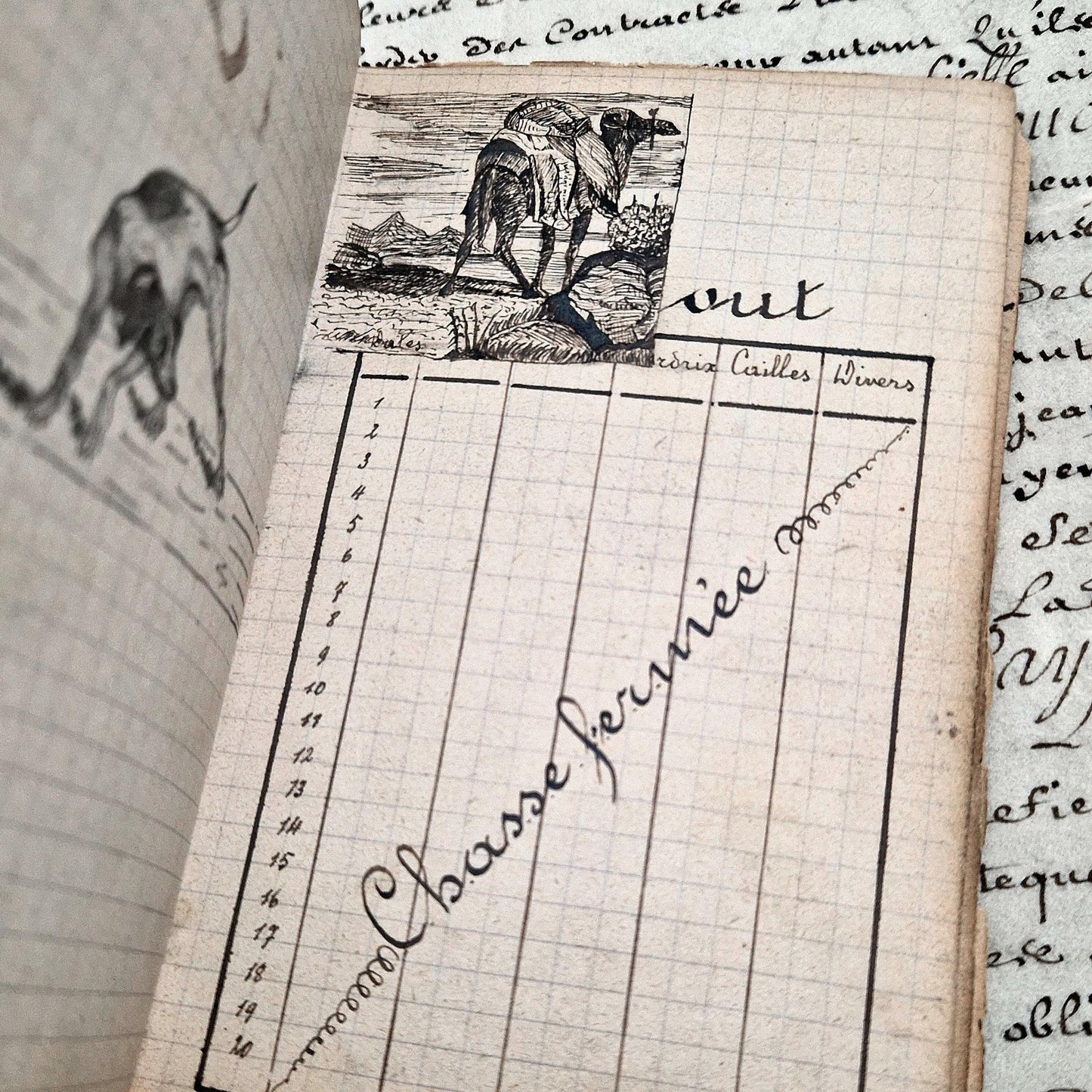 anciens journaux de chasse illustrations