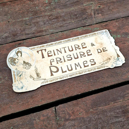 antique advertising card plumes art nouveau