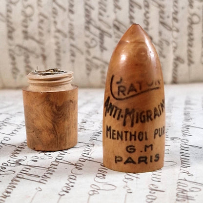 Étui pharmaceutique en bois « Crayon anti-migraine »