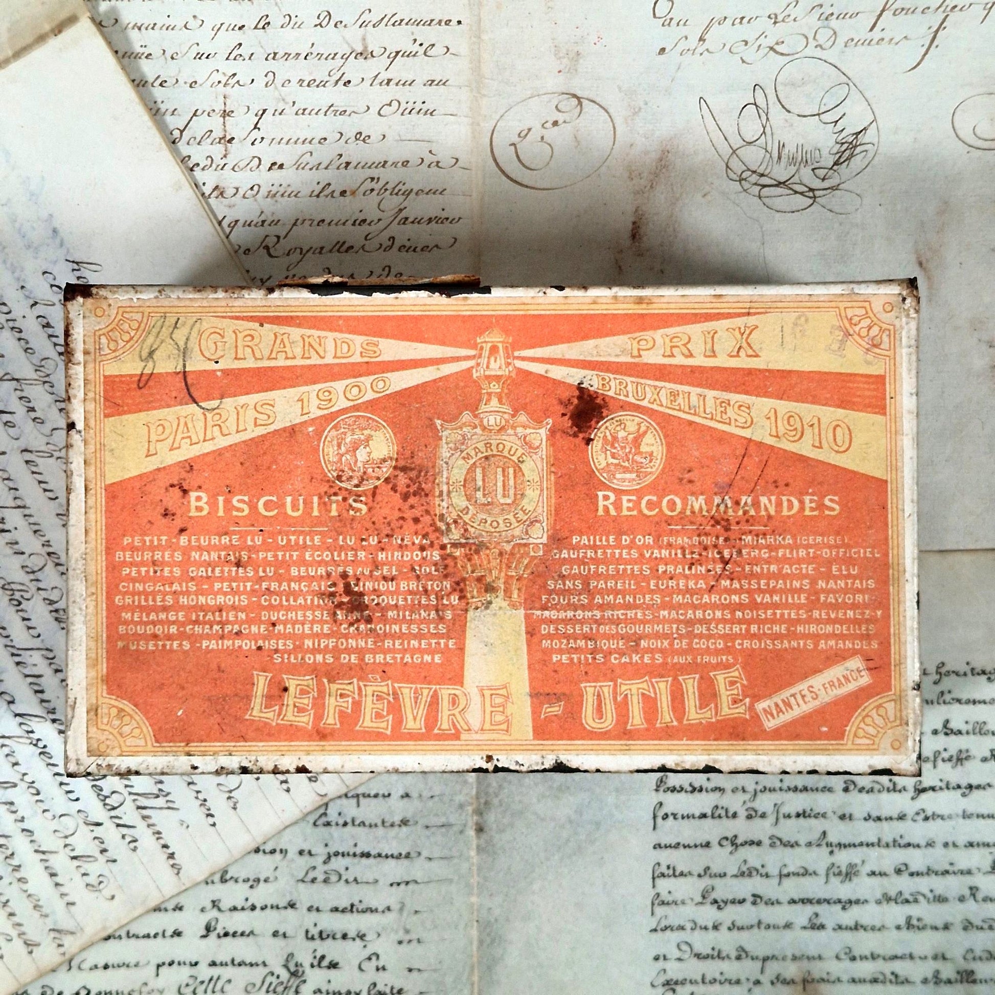 antique biscuit tin lefevre utile boudoir