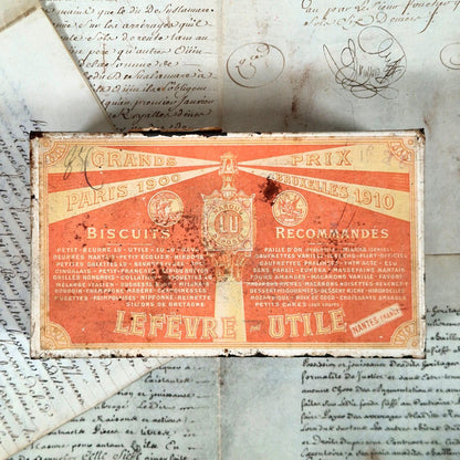 antique biscuit tin lefevre utile boudoir