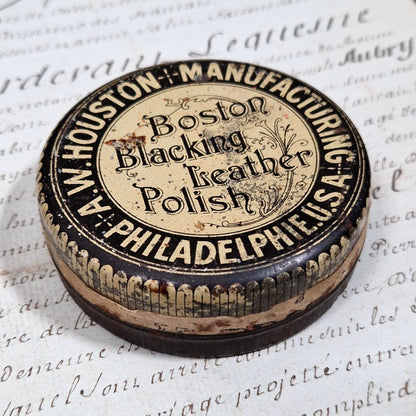 Boîte de cirage américaine « Boston Blacking Leather Polish »
