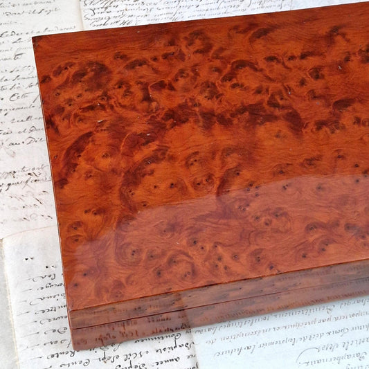 antique burl elm box polished