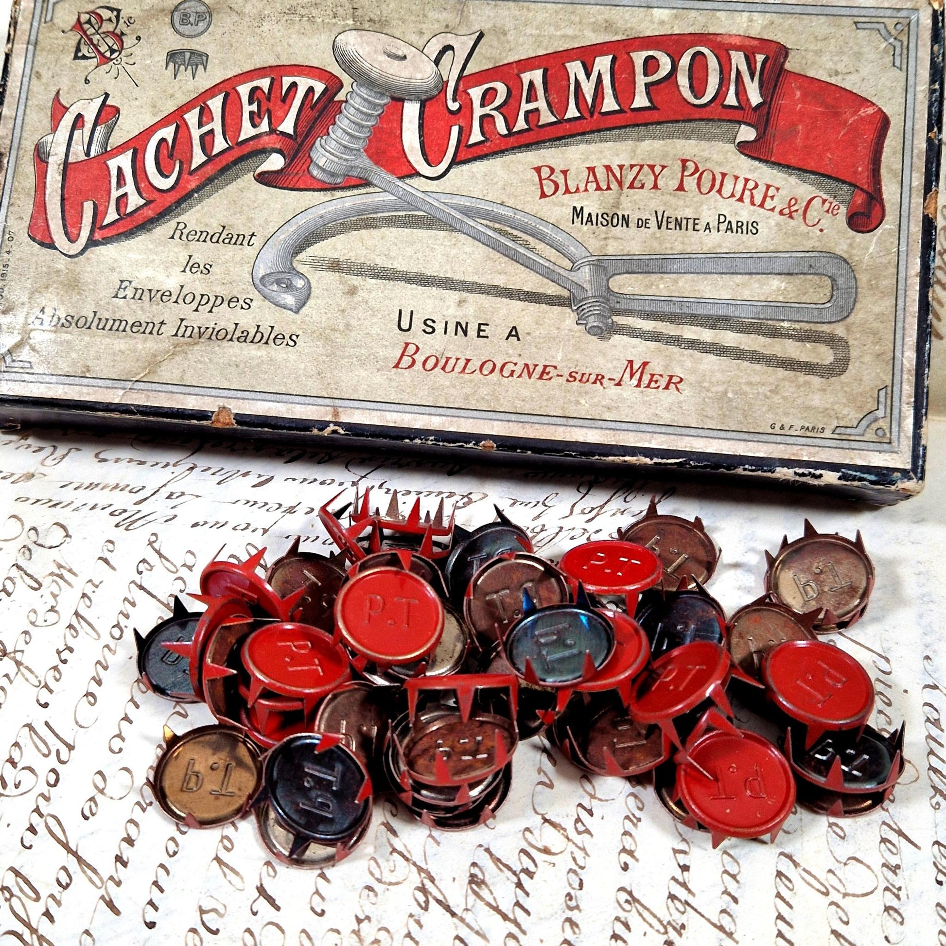 antique cachet crampon seal box blanzy-poure