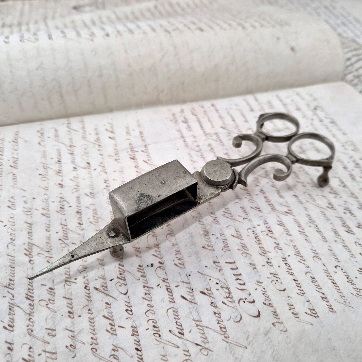 antique candle snuffer iron scissors