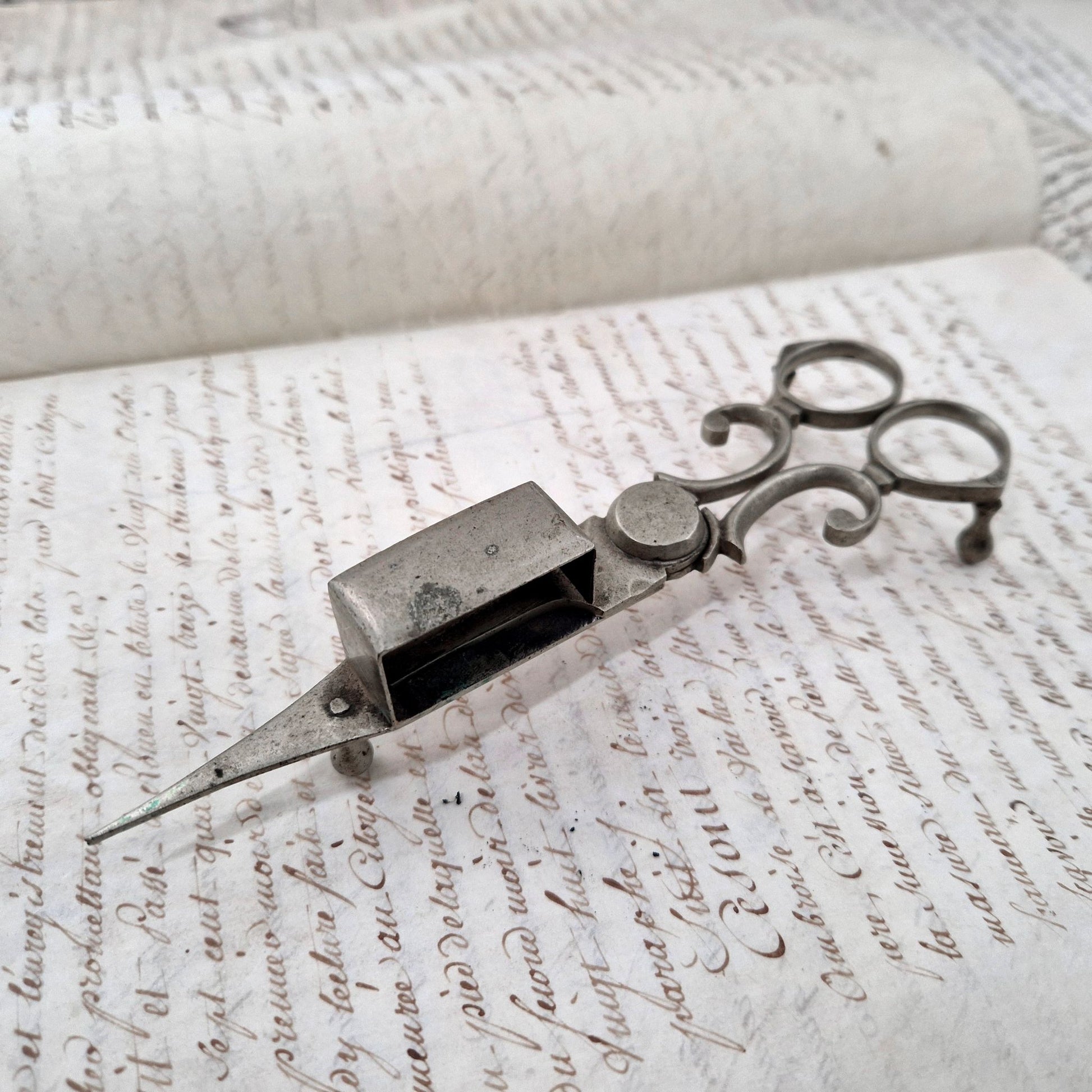 antique candle snuffer iron scissors