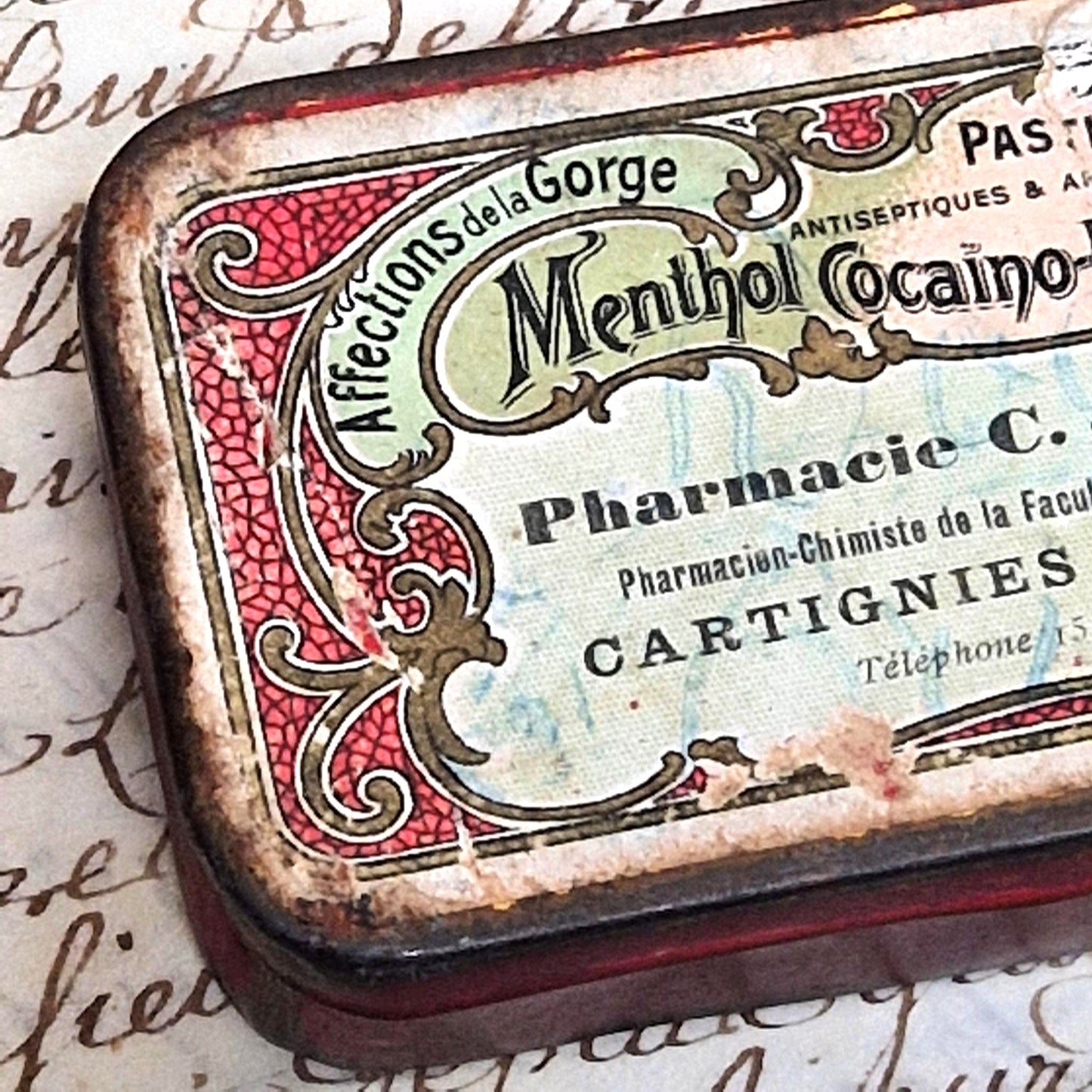 antique cocaine lozenge tin