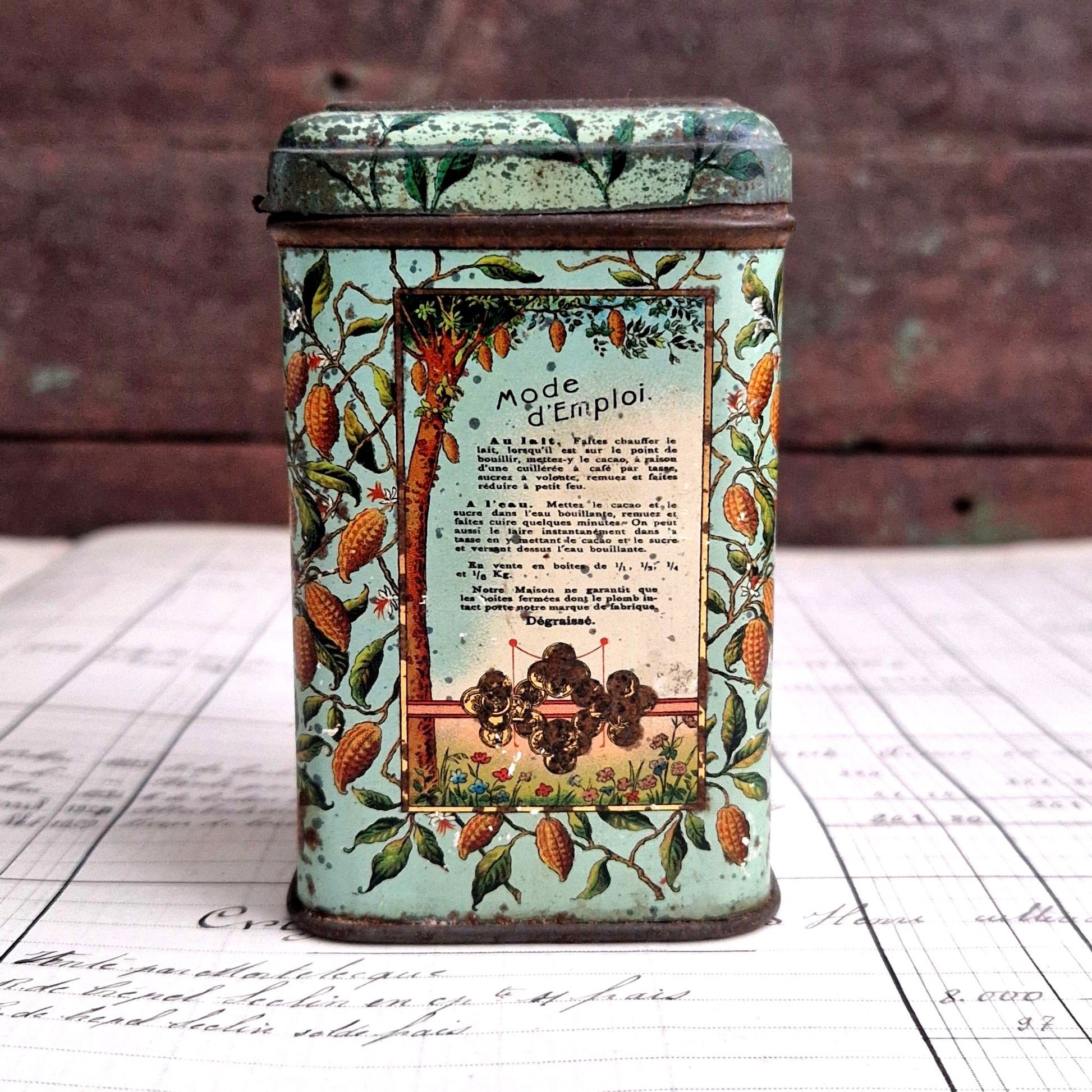 antique dutch cocoa tin bensdorp amsterdam