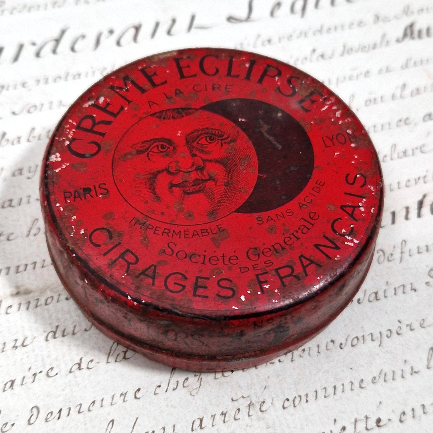 Boîte de cirage « Crème Éclipse » rouge , Vers 1920