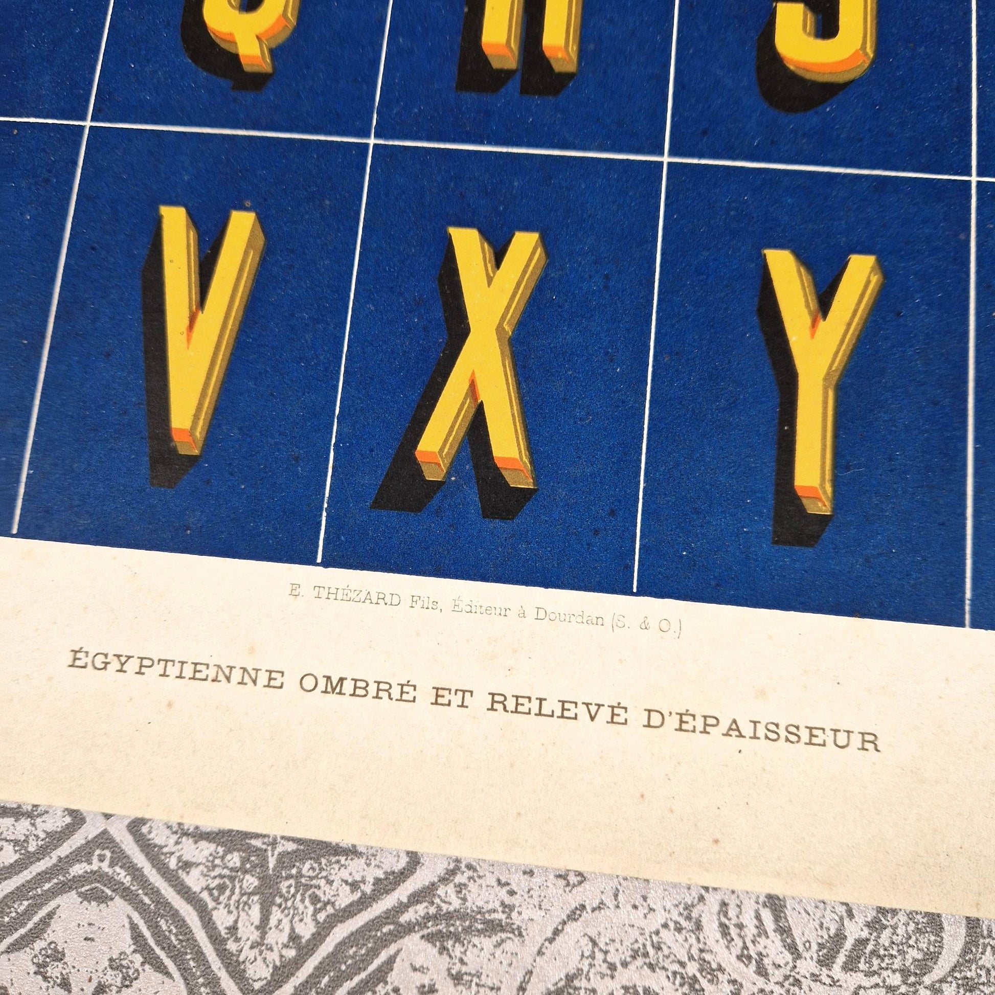antique egyptian shadowed alphabet