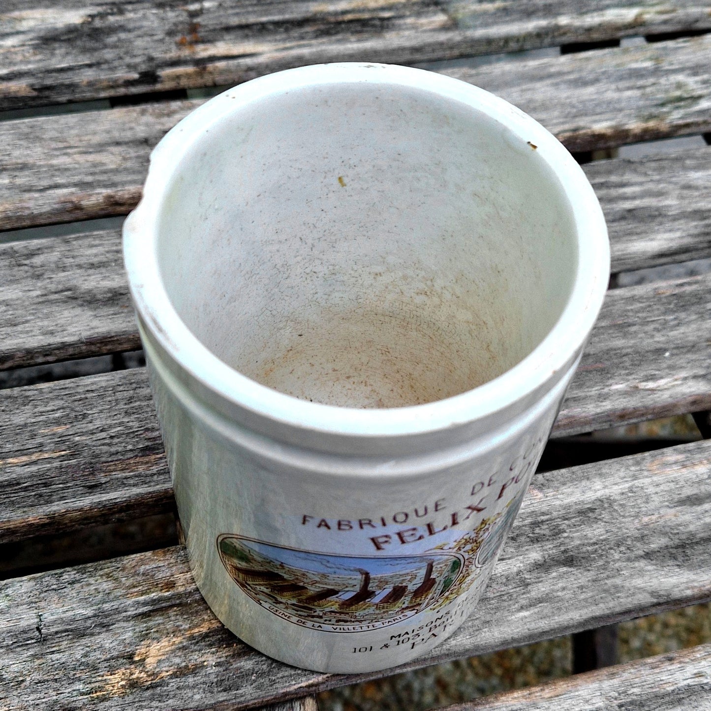 antique felix potin advertising pot