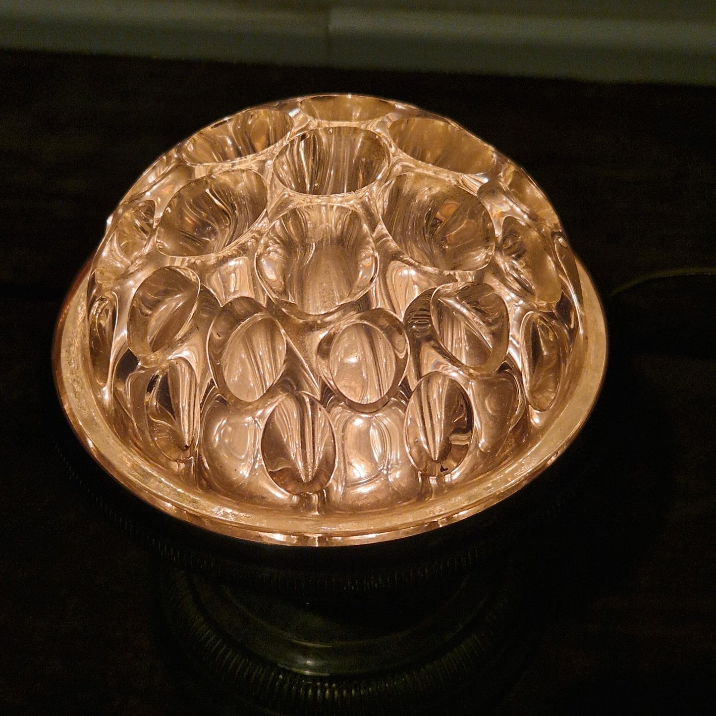 antique flower frog lamp