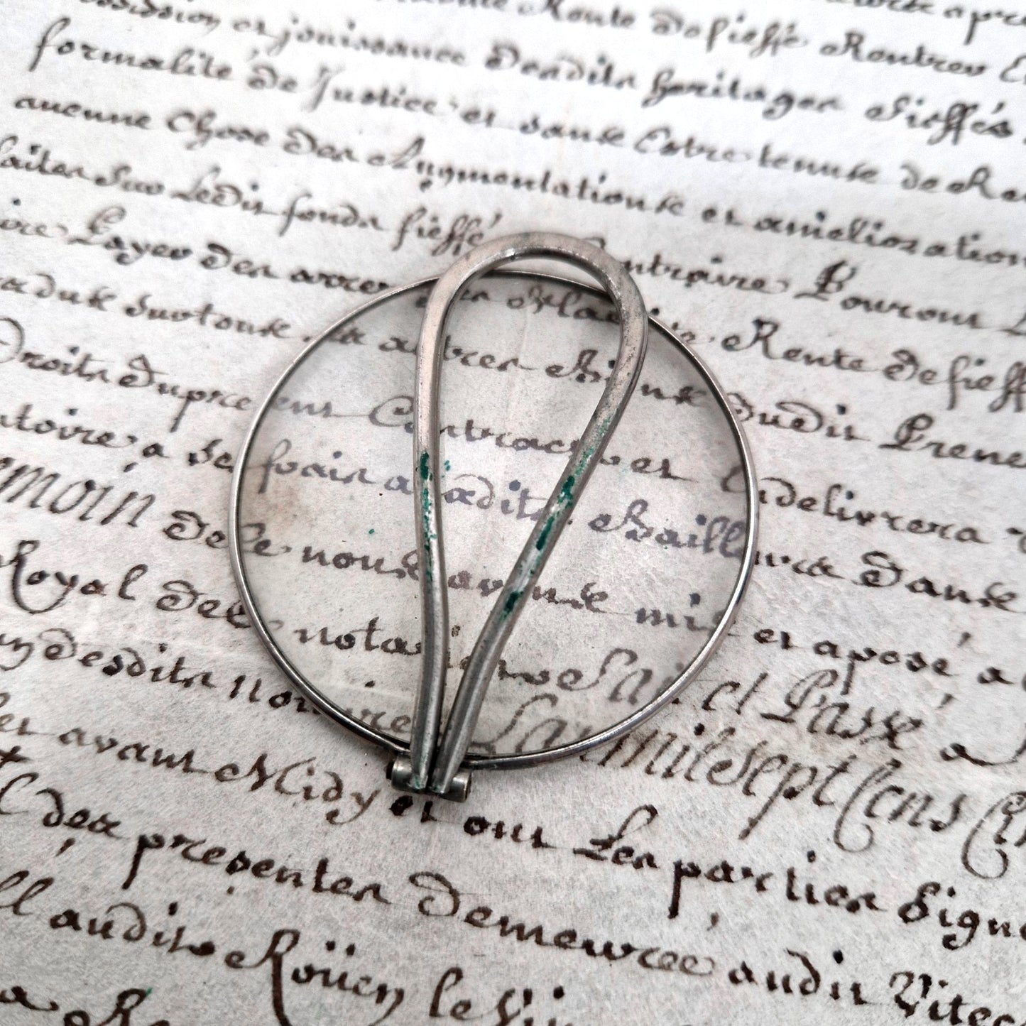 antique folding magnifier leather case