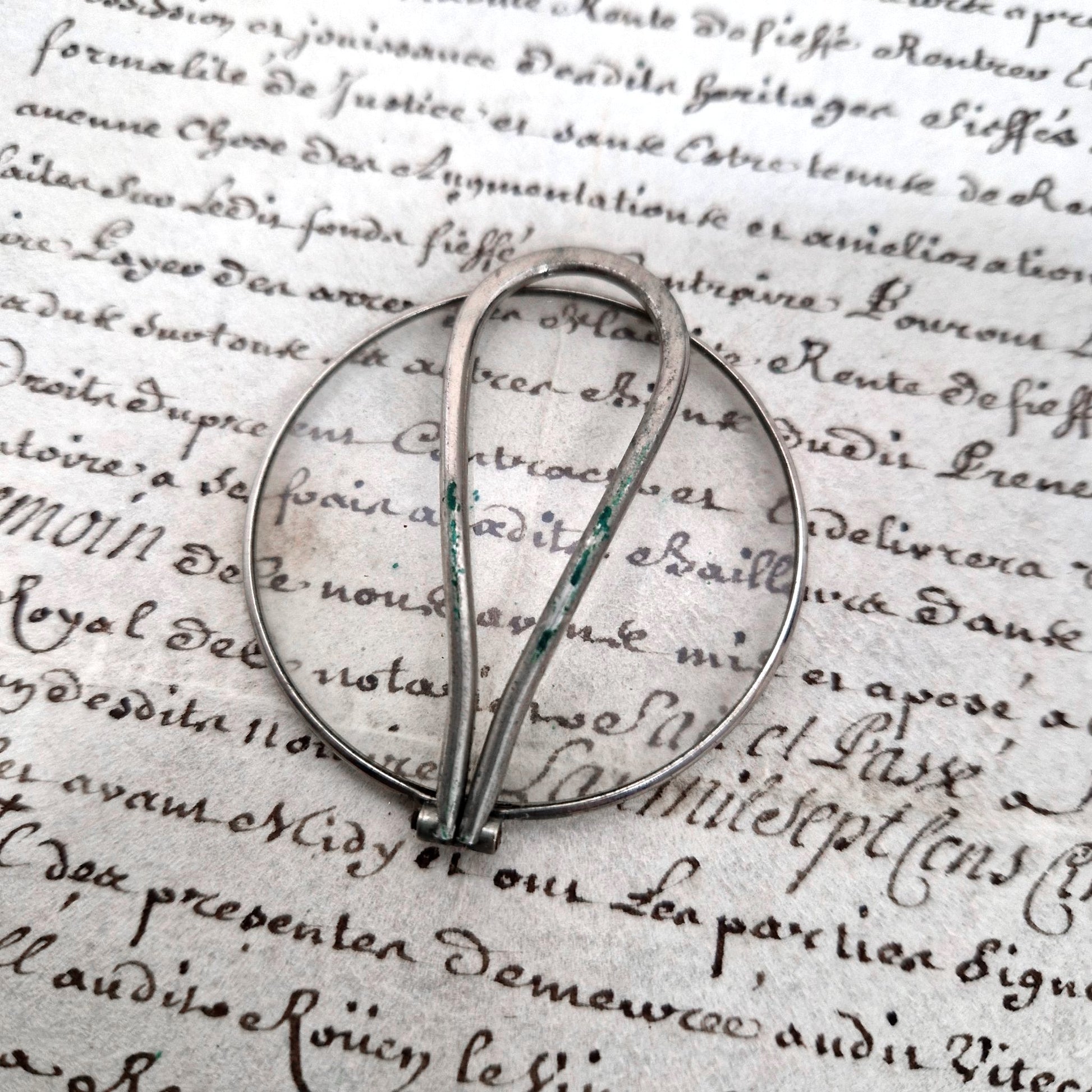 antique folding magnifier leather case