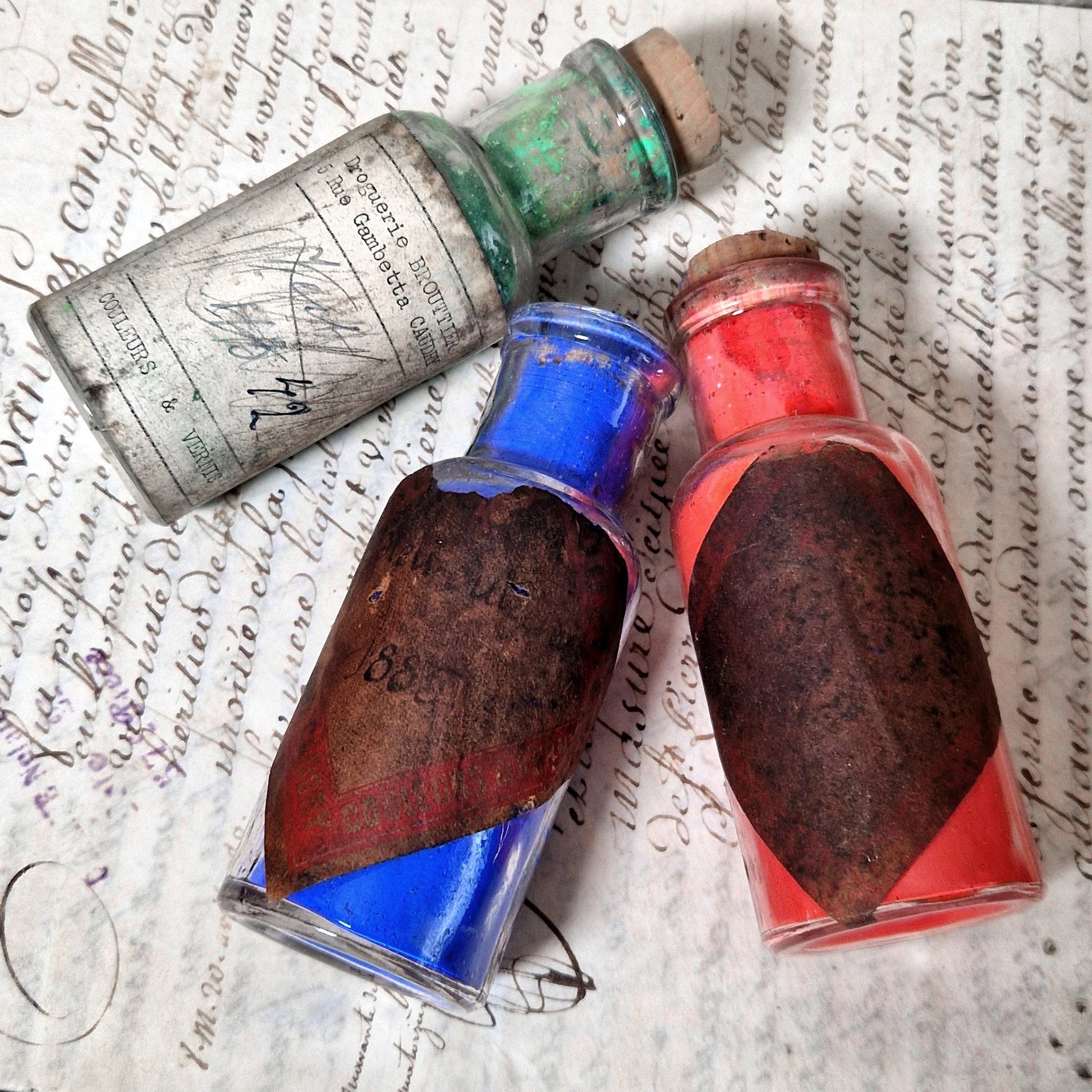 antique french pigment bottle 1885