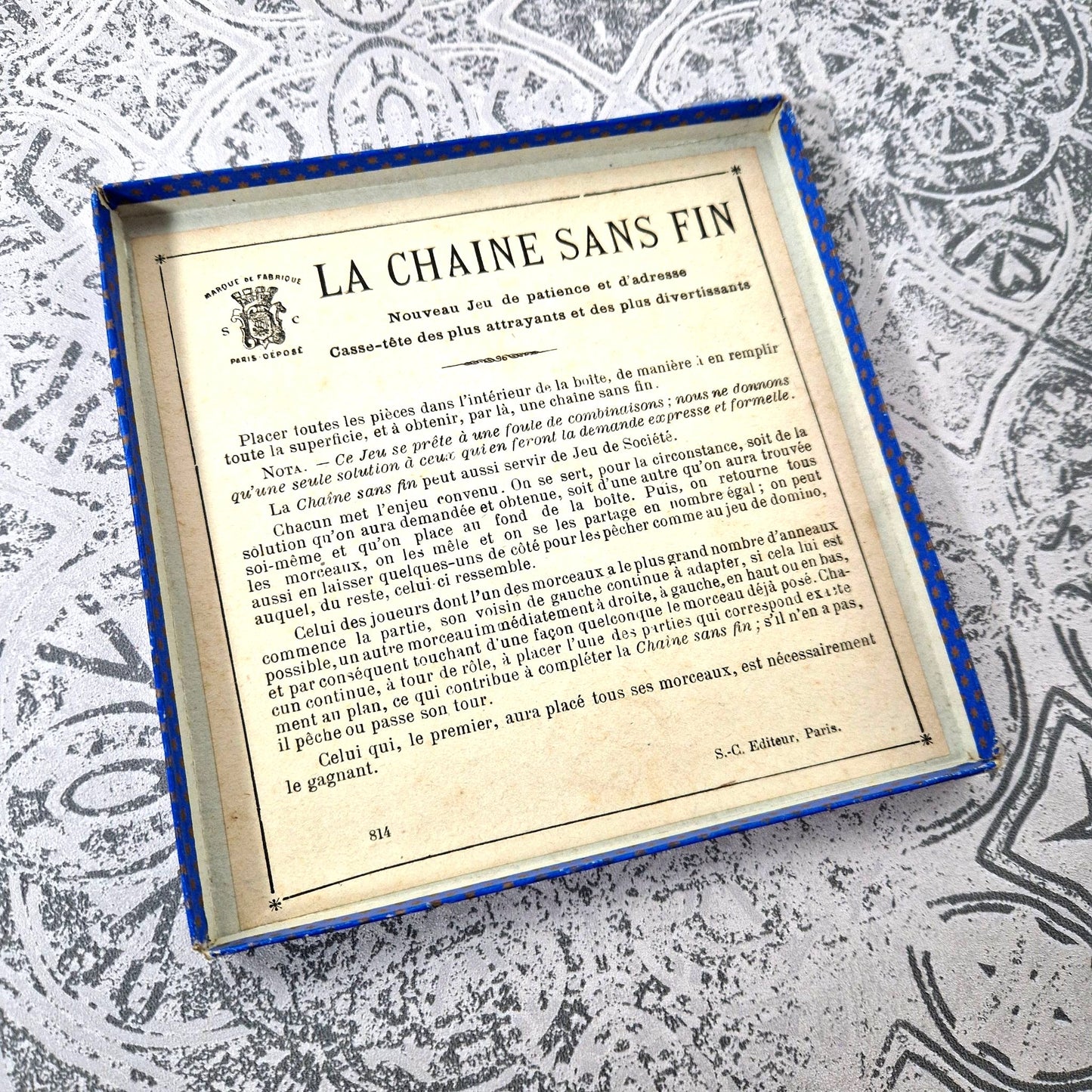 antique french puzzle endless chain