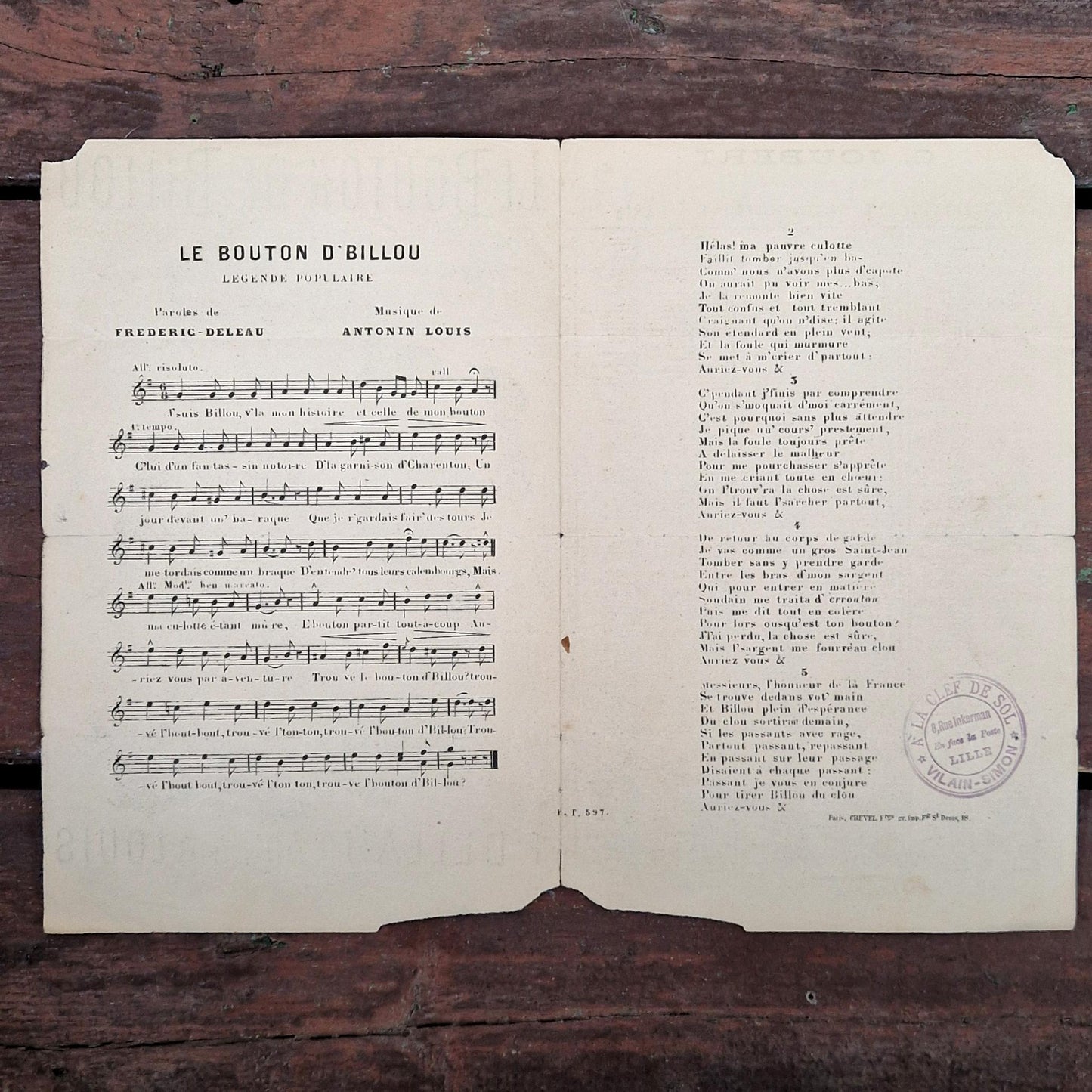 antique french sheet music billou