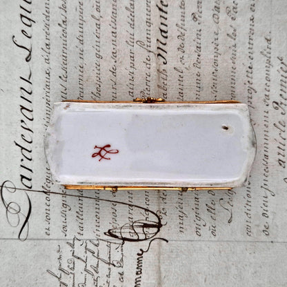 antique french stamp box porcelain