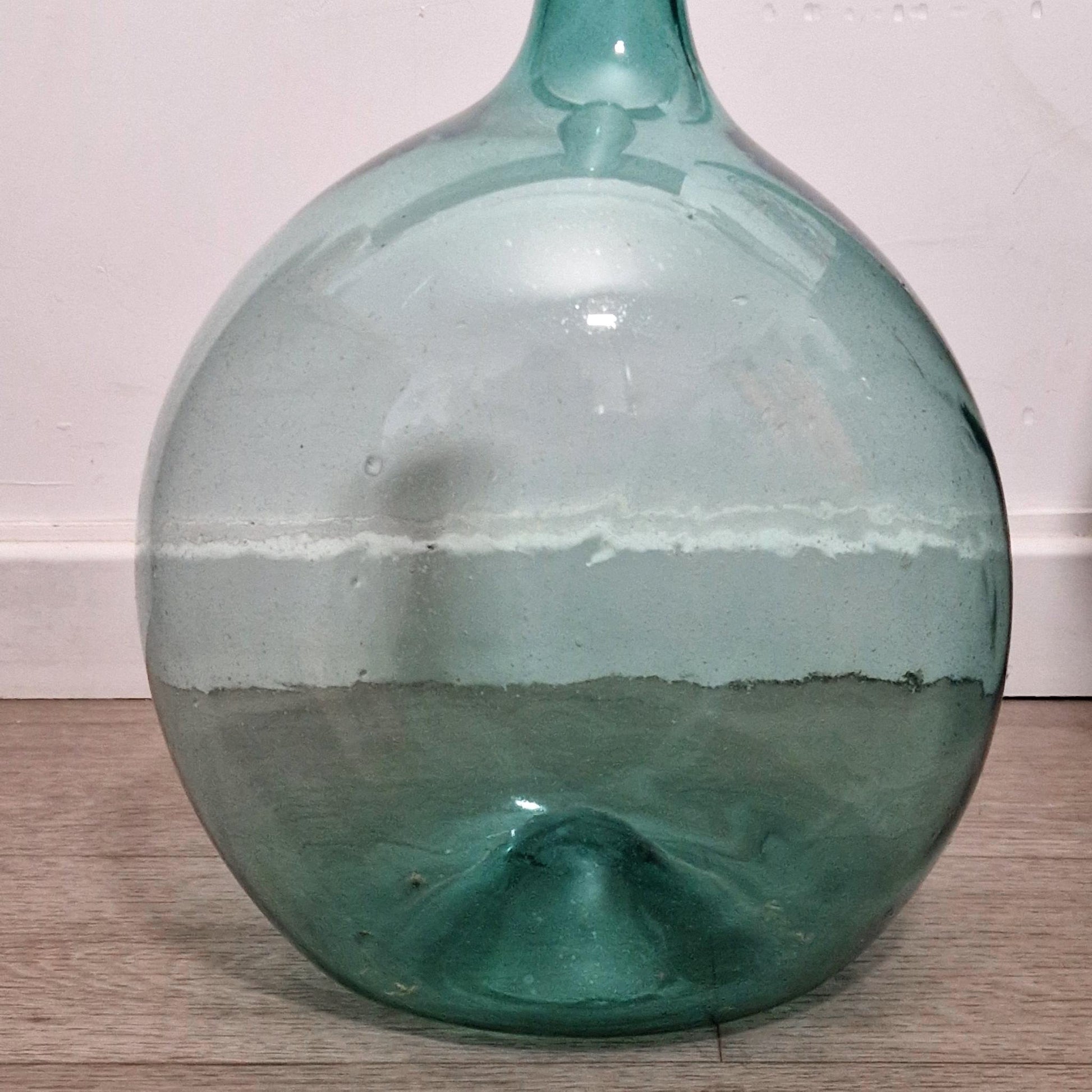 antique glass demijohn blue green
