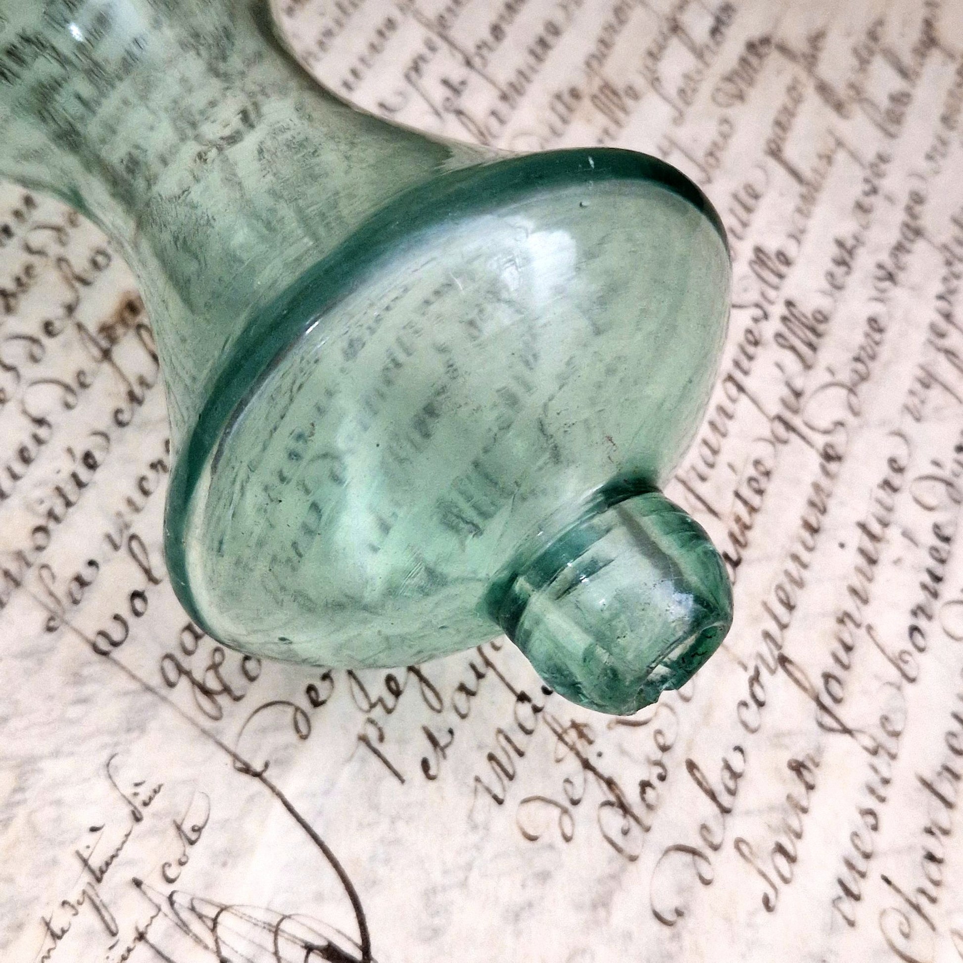 antique glass shepherd bottle