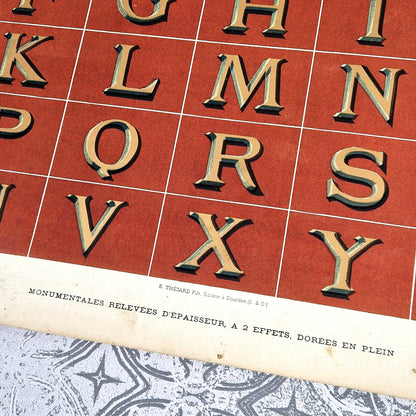 antique gold relief alphabet