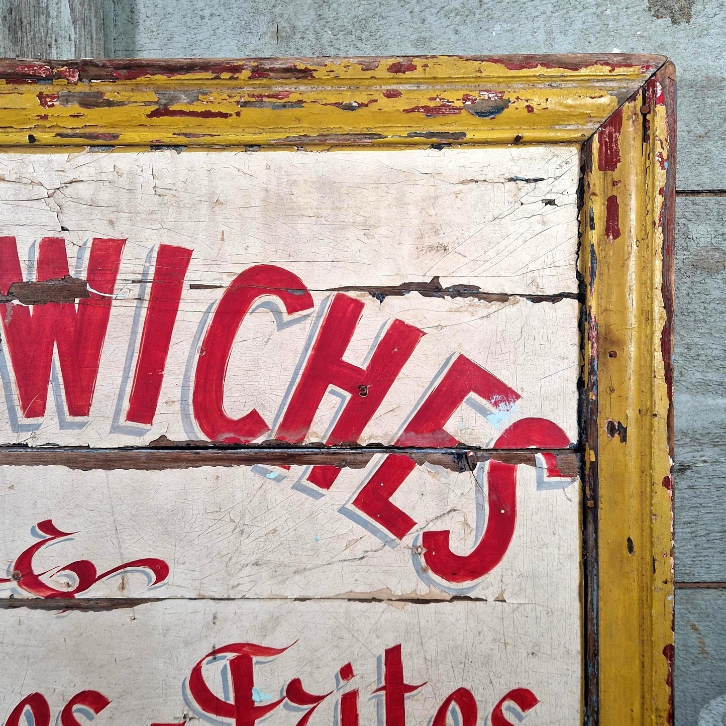 antique handpainted sign hotdogs fries