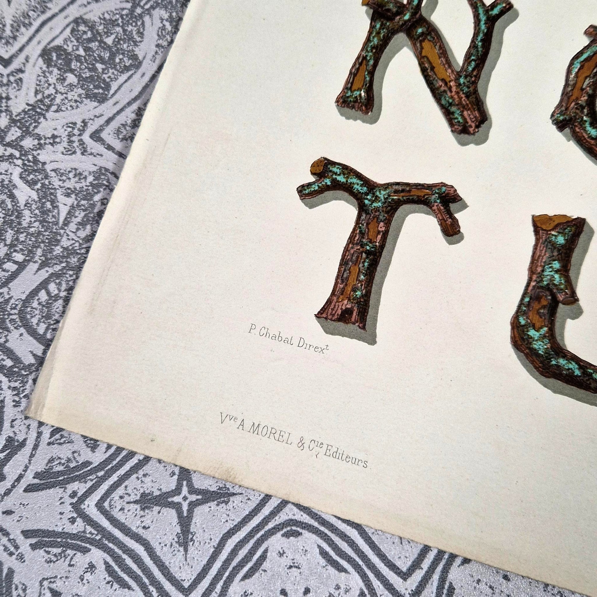 antique lettering branch alphabet