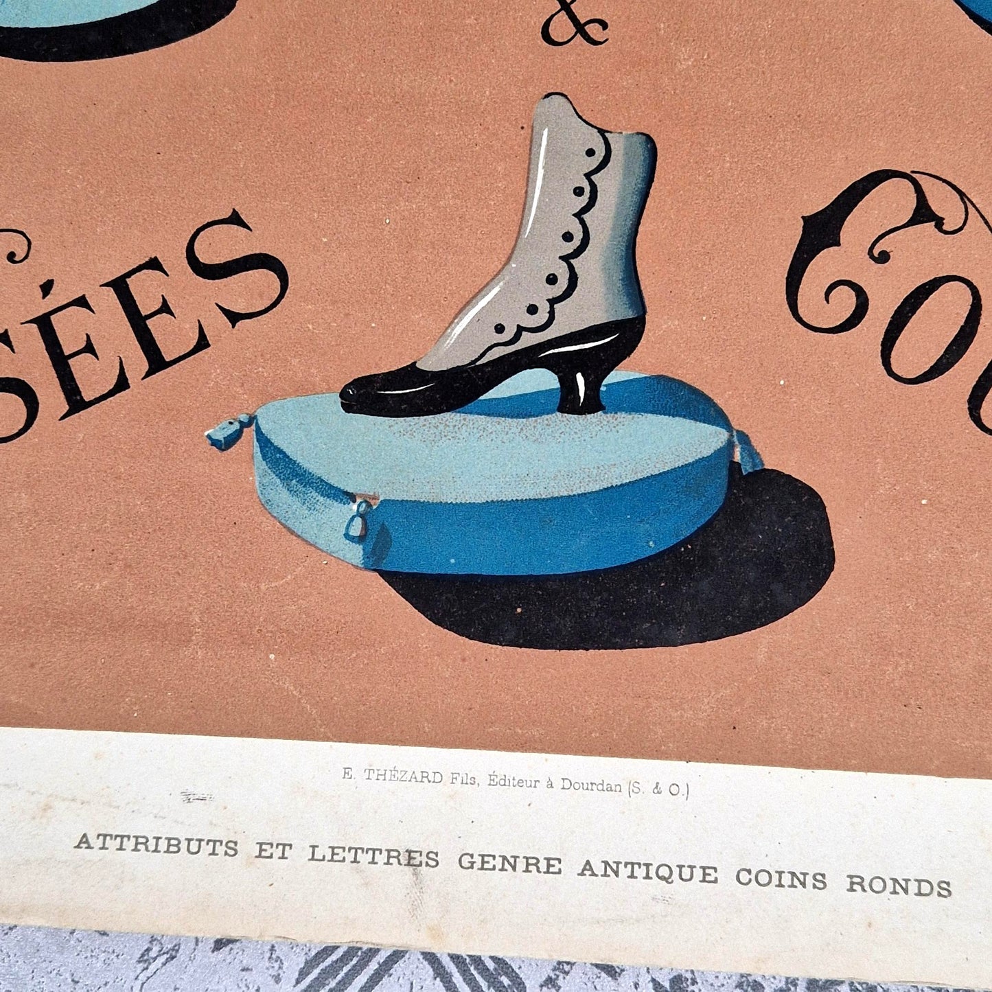 antique lithograph shoes stitched nailed