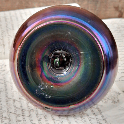 antique loetz style iridescent glass flask