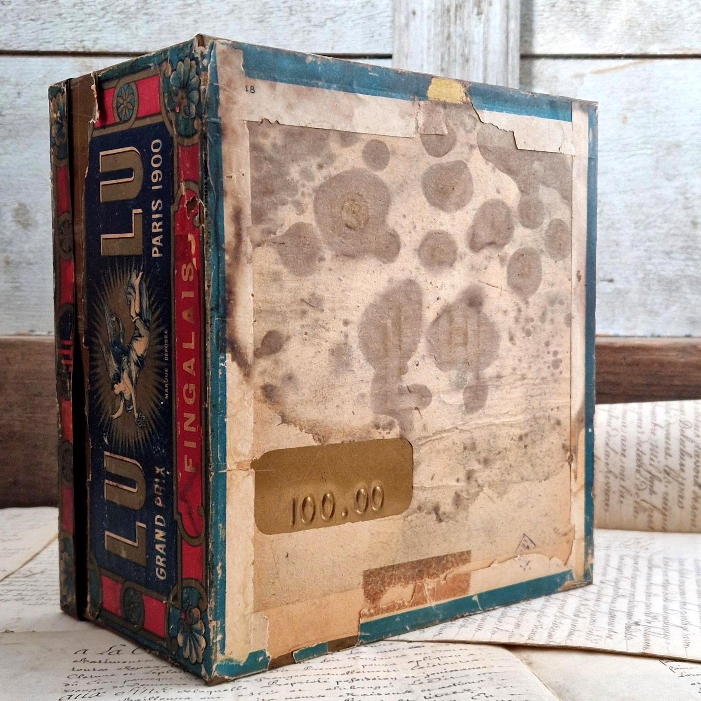 antique lu metal tin box