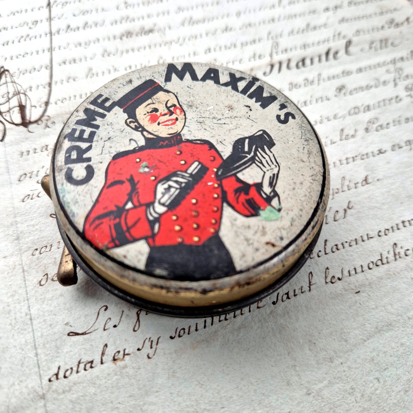 antique maxims shoe polish tin