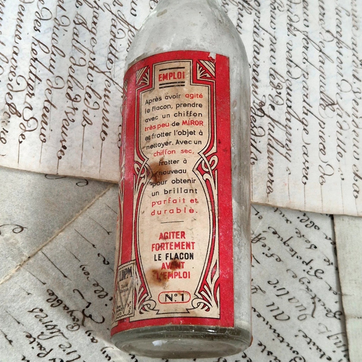 antique miror bottle lion noir