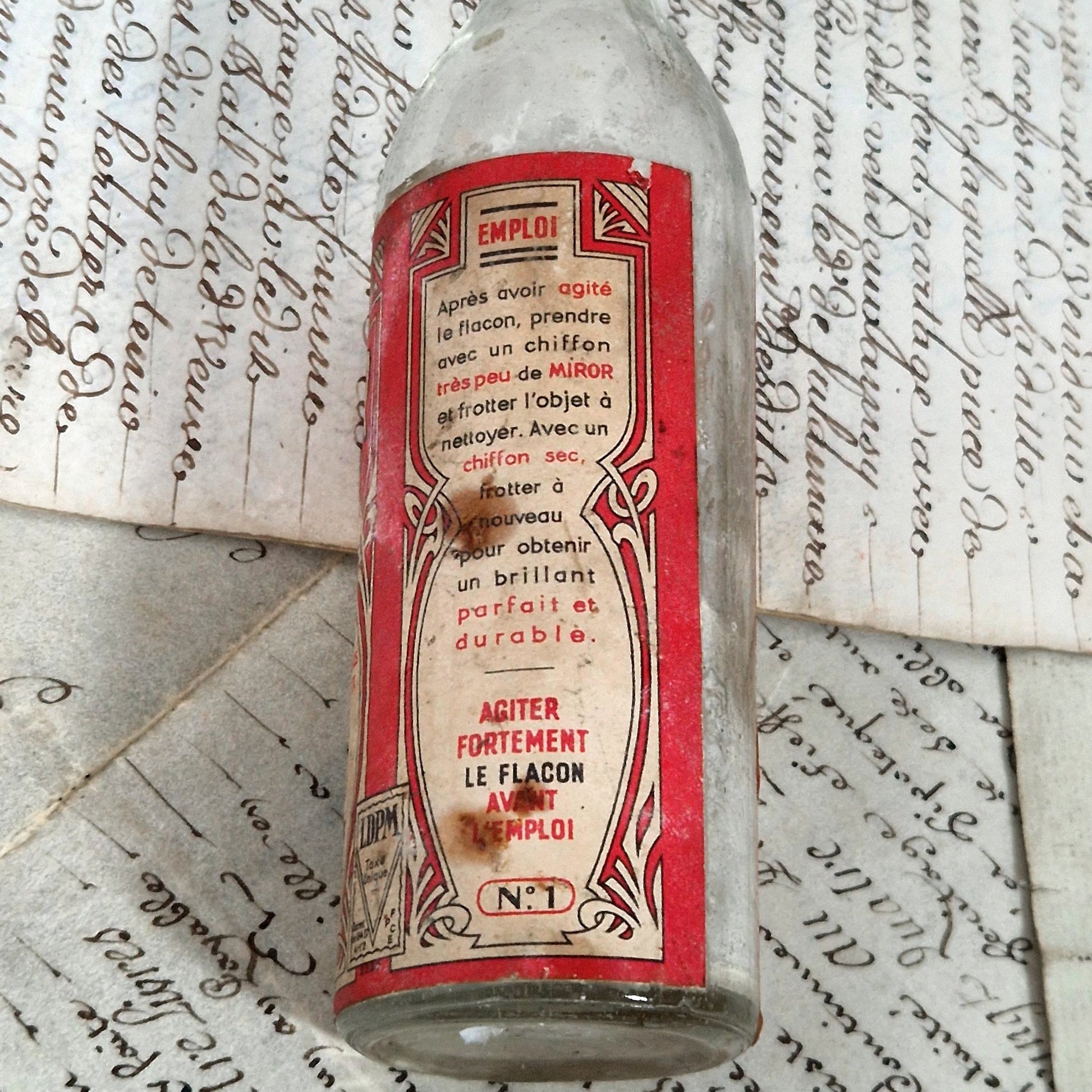 antique miror bottle lion noir