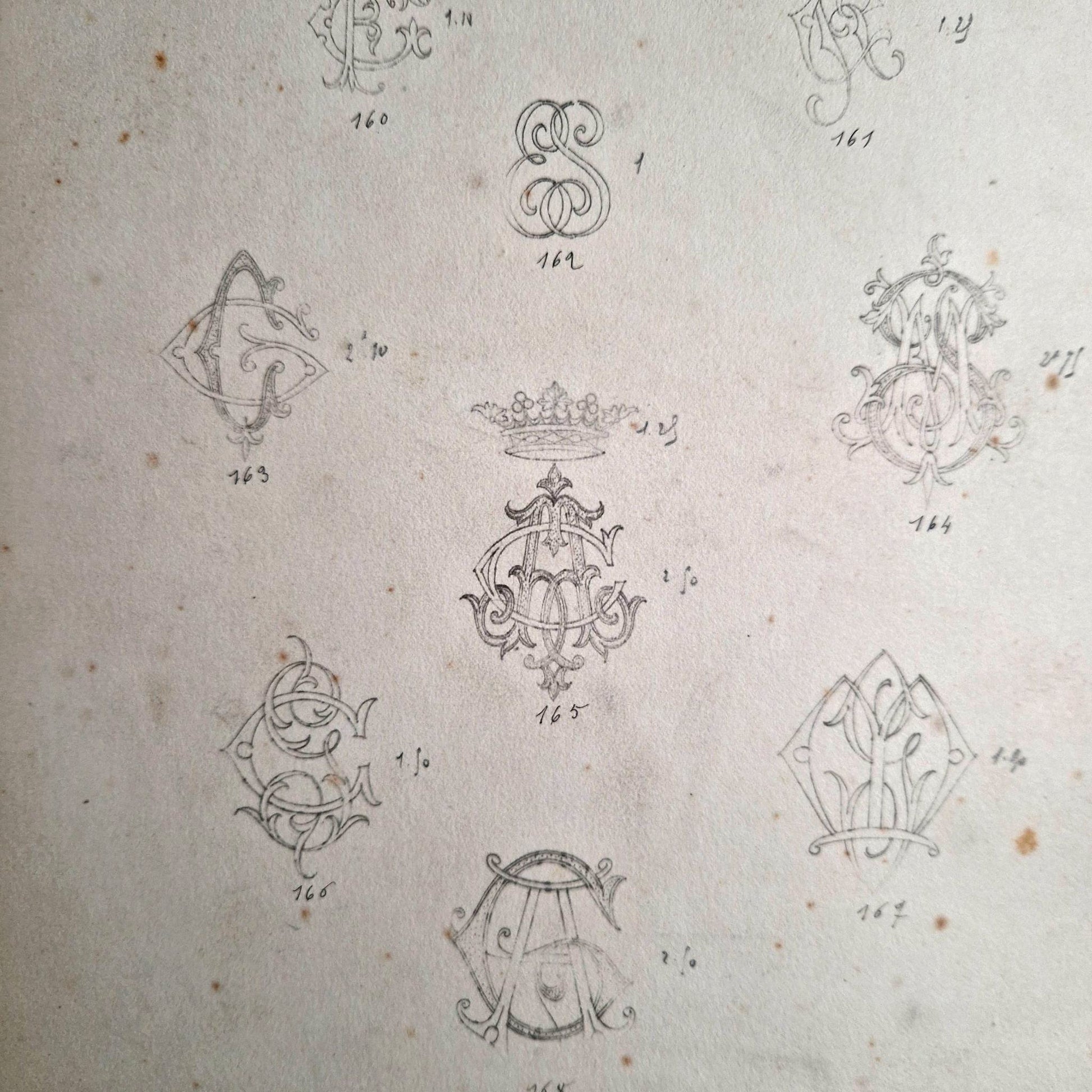antique monogram sketchbook handdrawn